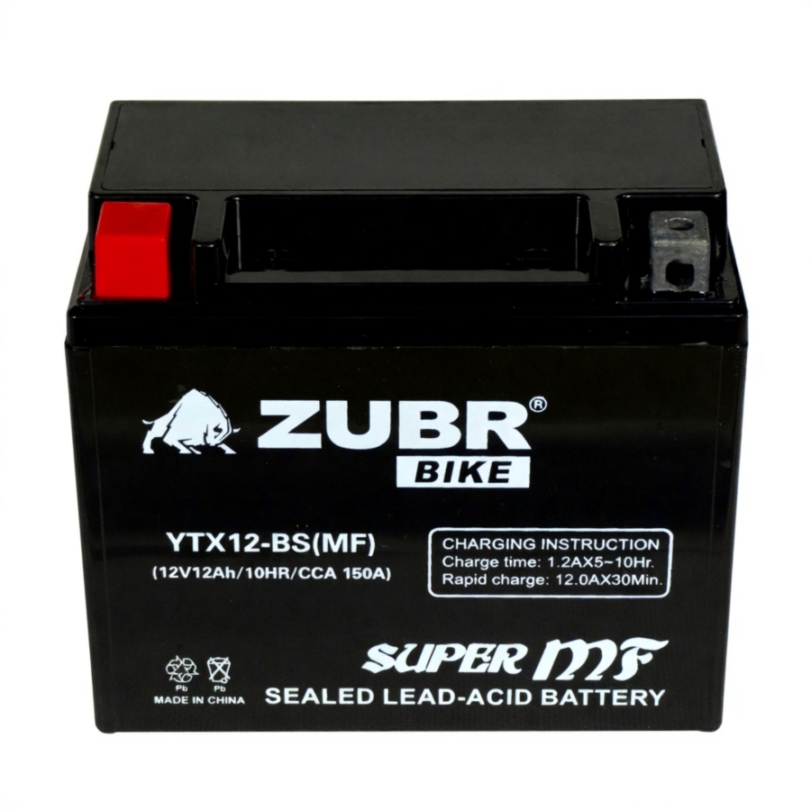 Аккумуляторная батарея ZUBR YTX12-BS (MF) 12 Ah