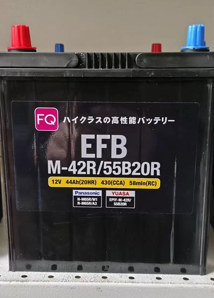 Аккумулятор, FQ 55B20R, EFB, 44 Ah, азия, тонкие клеммы, прямая полярность